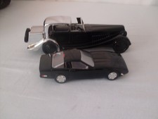 Avon Bugatti Decanter Corvette Decanter Cologne Black Glass Car Bottle Lot Of 2