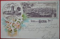 1897 Litho Gruss aus Gera Reuss u.a. Ferber Thurm