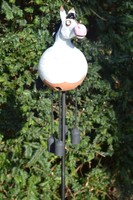 Pferd weiß Keramik Gartenstecker  Deko Beetstecker Gartenkugel lustig