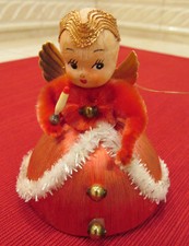 Vintage Large Spun Cotton Chenille Christmas Angel Ornament Japan