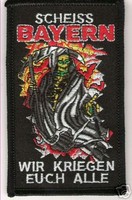 Anti Bayern Aufnäher "Scheiss Bayern" Kutte Weste Fan Patch Block Kurve + neu +