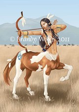 Native American Indian Centaur archer aceo ethnic fantasy art - Brandy Woods
