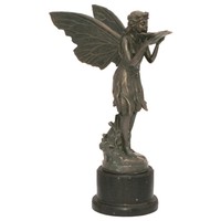 Elfe Fee Bronze Figur Haus und Garten Teich Dekoration Repro Bronzeskulptur