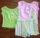 NWT GIRLS 6M 3PC ICE CREAM FLOWER TOPS STRIPED SHORTS LOT BY CIRCO