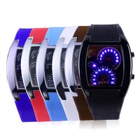 Mens Sports RPM Turbo Blue Flash LED Sports Car Meter Dial Watch Wristwatch DC
