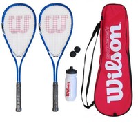 2 x Wilson Squash Schläger Set mit Bälle, Wasserflasche & Tragetasche