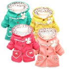 Winter Baby Girls Floral Flower 3D Animal Bunny Rabbit Embroidered Coat Jacket