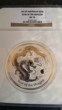 2012P Australian Year of the Dragon Rare Set Ngc Ms70 / Pf70 Kilo 10, 5, 2, 1,1