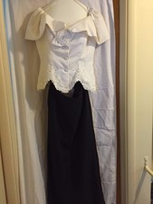 2 piece vintage formal jacket and skirt black and white