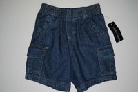 Boy's Toddler Faded Glory Denim Blue Jean Cargo Shorts - Size 18 Months