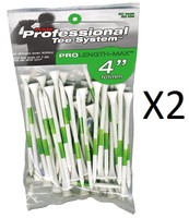 Pride Professional - Golf Pro Length Max - 4",  50 Count, White/Green (2-Pack)