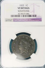 1822 Ngc Vf Details Scratches One Cent! #Fm1