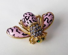 Joan Rivers Bumble Bee Rhinestones Purple Pastel Animal Print Pin Brooch