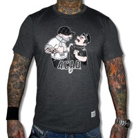 PG Wear T-Shirt AC/AB Dunkelgrau Meliert 13/12 Hooligans Ultras Hools Shirts 