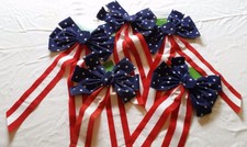Patriotic Bows Red White Blue US Flag Pattern Party Decor 10" x 19" Lot of 5 New