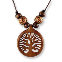 Halskette Design Anhänger Holz Amulett 3cm Baum des Lebens N290
