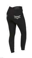 Damen Reithose Montar Vollbesatz Schwarz Strass silber Kontraststickerei dots