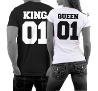 Pärchen Shirt KING 01 Partner T-Shirt QUEEN 01 Couple Fun Satire Hochzeit WOW