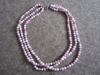 Damen Drei reihige Perlenkette Rose  925er Silber - QVC