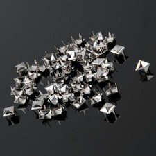 100x Punk Silver Diy Pyramid Studs Rivets Spots Spikes for Bag Clothes Leather