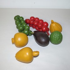 Vintage Wooden Wood Carved Fruit - Colored 7 Pieces