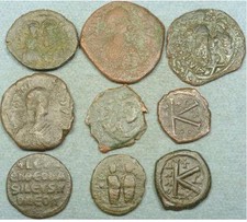 Lot Of 9 Large Byzantine Bronze Coins