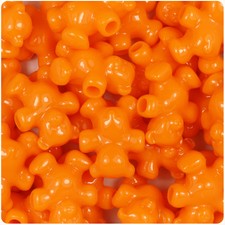 24 Orange Opaque 25mm Teddy Bear Pony Beads Made in the Usa