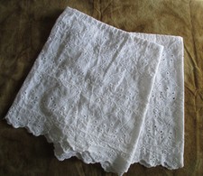 Eyelet Open Undersleeves Creme Cotton with Creme Embroidery - Civil War Era