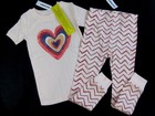 NWT Old Navy Toddler Girls 5t Pink Heart Short Sleeve Pajama Top Pants Set Pjs