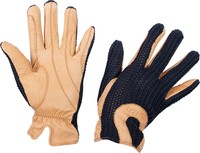 Catago Reithandschuhe Handschuhe Crochet Leder Strickeinsätze elastischer Bund