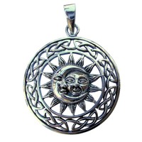  Sterling  Silver  (925)  Sun In  Moon  Pendant   ( 6.5  Grams )  !!    New  !!