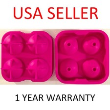 New Round Ice Balls Maker Tray FOUR Large Sphere Molds Cube Whiskey Cocktails