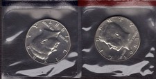 1987-P & 1987-D Uncirculated Kennedy Half Dollars In Mint Set Cello 2 Coins