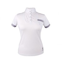 QHP Damen Turniershirt Adult Pearl kurzarm Stehkragen Strass-Details 34 - 42