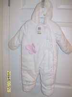 NWT First Impressions Infant girls snowsuit with snap on booties size 3-6 mo. 