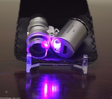 Mini 60X Adjustable Focus Microscope Magnifier W/ 2 Led Light Coin Grading Loupe