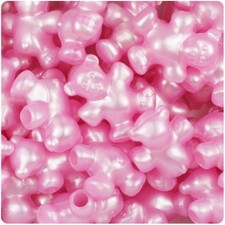 24 Light Pink (Baby Pink) Pearl 25mm Teddy Bear Pony Beads Made in the Usa