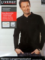 Livergy Herren Langarmpoloshirt T-Shirt schwarz Gr.48/50 Poloshirt