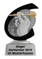 Pokal/Trophäe - "Dart"  in 3D Resin ca. 10 cm hoch inkl. Sockelbeschriftung 