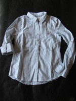 H&M TUNIKA LONG BLUSE 128 BLAU WEIß GESTREIFT TURN UP ÄRMEL BIESEN HELLGRAU H+M 