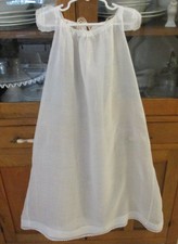 Antique Victorian Cotton Gown Wide Neck Baby/Doll Layette 1840