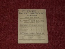 1948 Halifax Greyhound Stadium race card Dog Racing programme Flapping track 6d