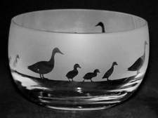*Duck Gift* Boxed 12cm Crystal Glass Bowl with Duck & Ducklings Frieze