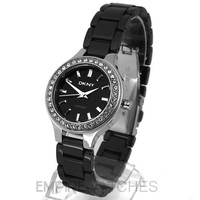 **NEW** DKNY LADIES CERAMIC SWAROVSKI BLACK WATCH - NY4980 - RRP £165.00