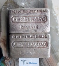 Engelhard, "Consecutive Serial #s", 2 x 10 Ounce, .999 Silver Bars