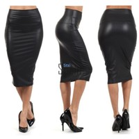 Sexy NEU Damen Pencil Stretchy Bodycon Rock Business Schwarz Gr.34 38 TXSP