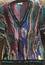 Mens Rare Vintage COOGI Australia Multi-Color 100% Mercerised Cotton Sweater L