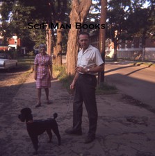 35mm Vintage Slide Handsome Man Woman Walking Poodle Old Classic Car 1960s!