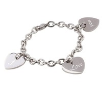Armband Edelstahl mit Gravur Anhänger 3 Herzen inklusive Gravur Damen günstig 