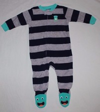 NEW~CARTERS INFANT BOY WINTER MONSTER FOOTED SLEEPER PAJAMAS SIZE 18 MONTHS